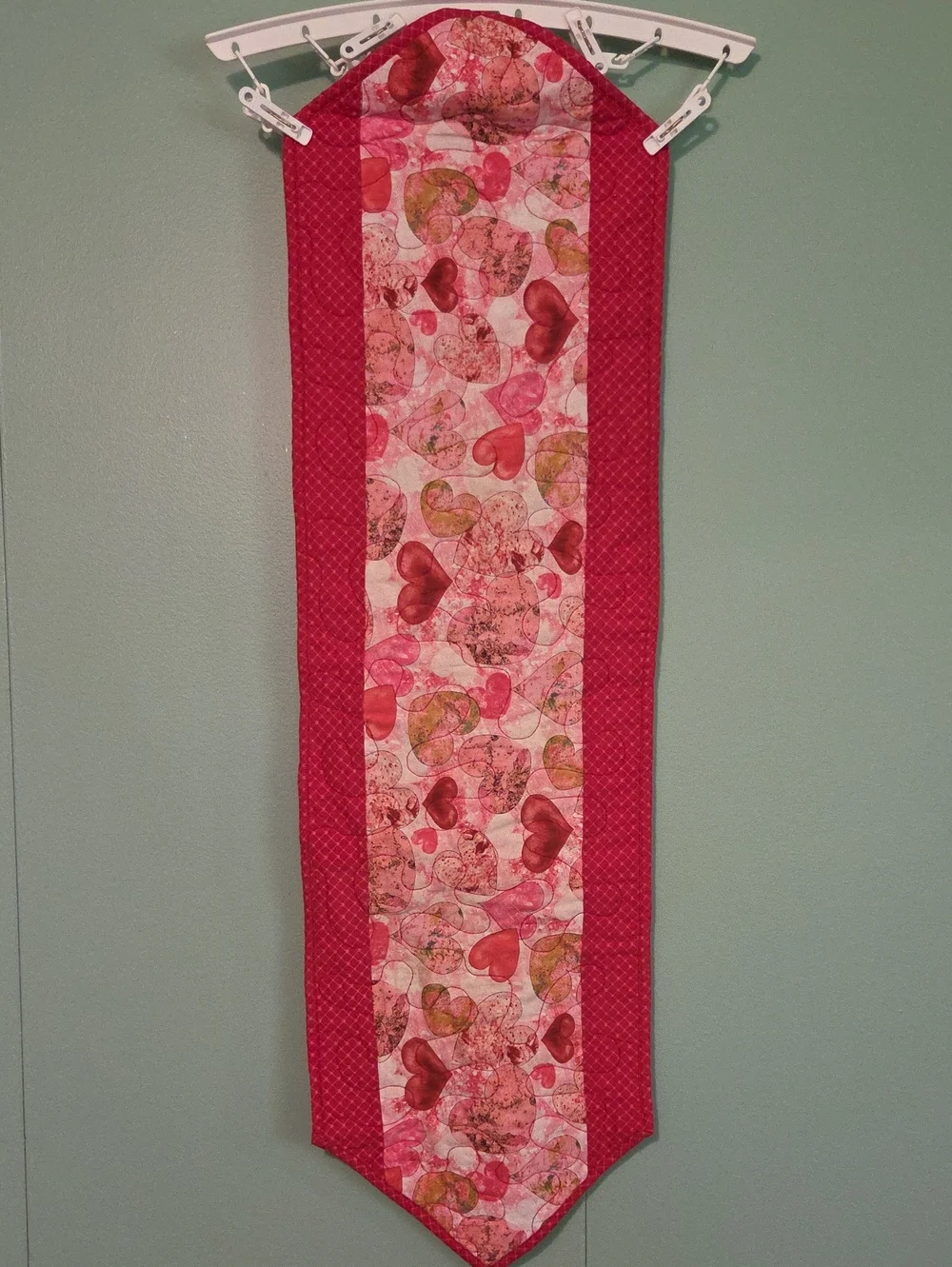 Valentines Holiday Handmade Pink Heart Table Runner